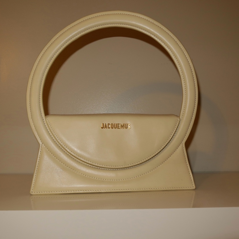 Jacquemus Cream Circular Handle Clutch